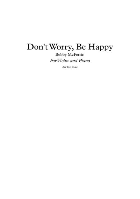 Dont Worry Be Happy For Solo Violin And Piano Sheet Music