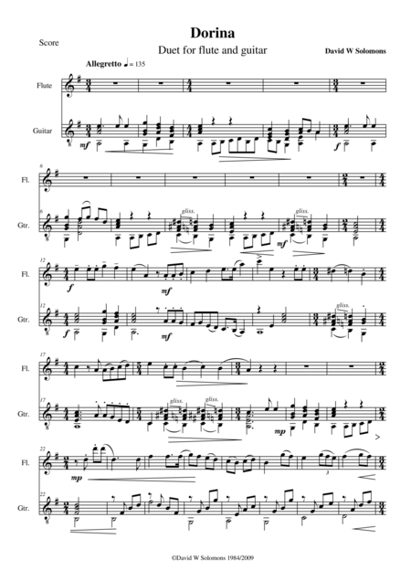 Free Sheet Music Dorina For Flute And Guitar