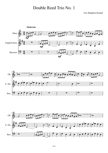 Double Reed Trio No 1 Sheet Music