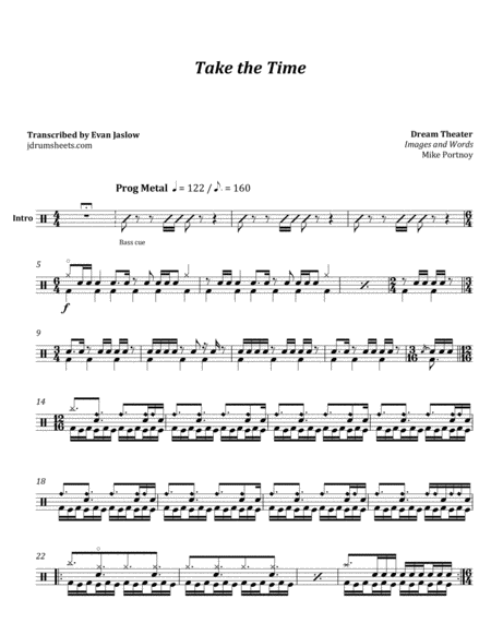 Dream Theater Take The Time Sheet Music