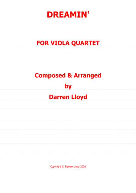 Dreamin Viola Quartet Sheet Music