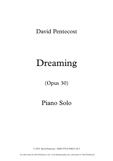 Dreaming Opus 30 Sheet Music