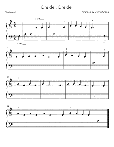 Dreidel Dreidel The Dreidel Song 2 Beginner Piano Versions Sheet Music