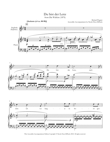 Du Bist Der Lenz Sieglindes Aria From Die Walkre Accessible Accompaniments Edition Sheet Music