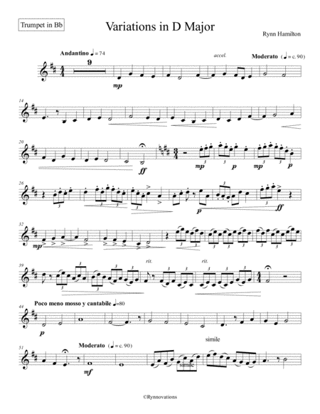 Duet In D Major Bb Trumpet Part Sheet Music