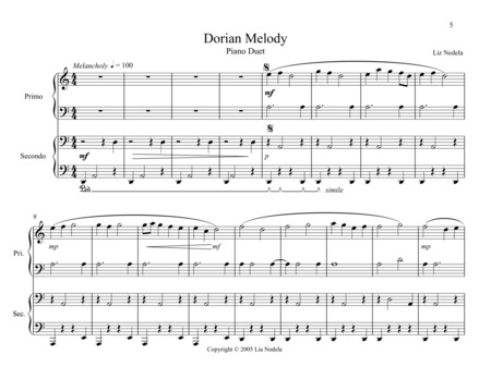 Free Sheet Music Duets On The Mode 2 Dorian Melody