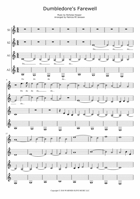 Dumbledores Farewell Ssaa Sheet Music