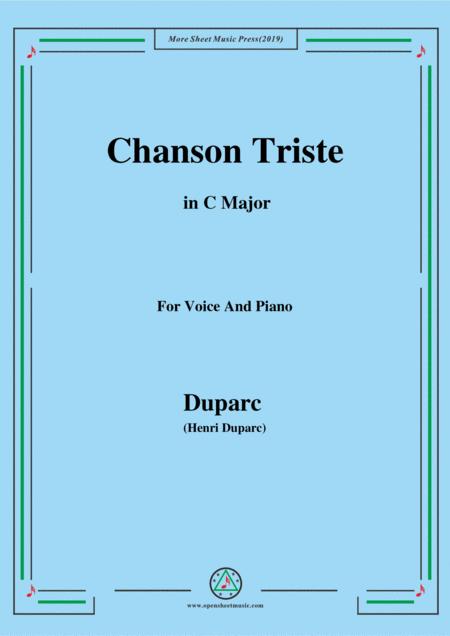 Duparc Chanson Triste In C Major Sheet Music