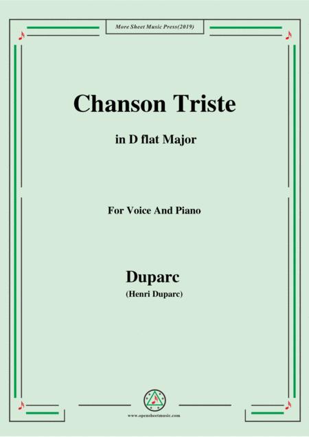 Duparc Chanson Triste In D Flat Major Sheet Music