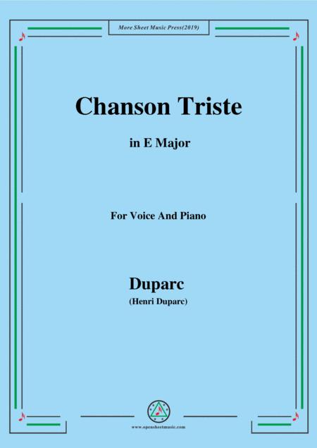 Duparc Chanson Triste In E Major Sheet Music