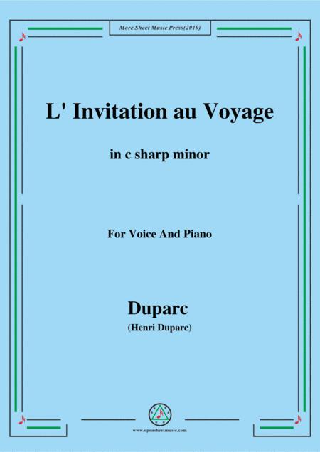 Free Sheet Music Duparc L Invitation Au Voyage In C Sharp Minor For Voice And Piano