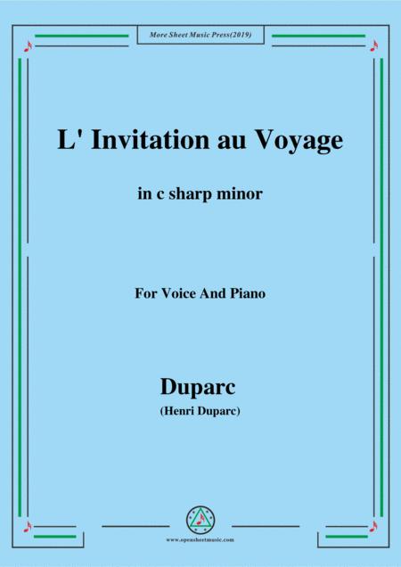 Duparc L Invitation Au Voyage In C Sharp Minor For Voice And Piano Sheet Music