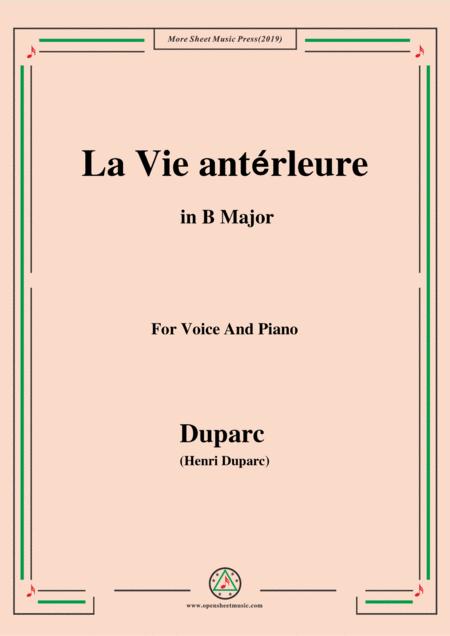 Duparc La Vie Antrleure In B Major Sheet Music