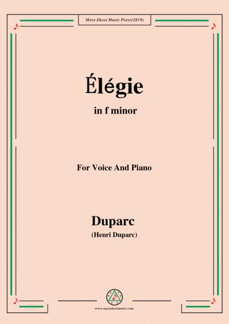 Duparc Lgie In F Minor Sheet Music