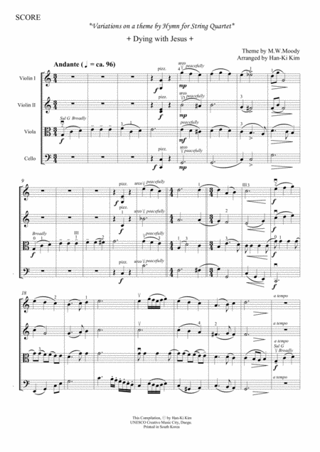 Dying With Jesus Fors Quartet Sheet Music