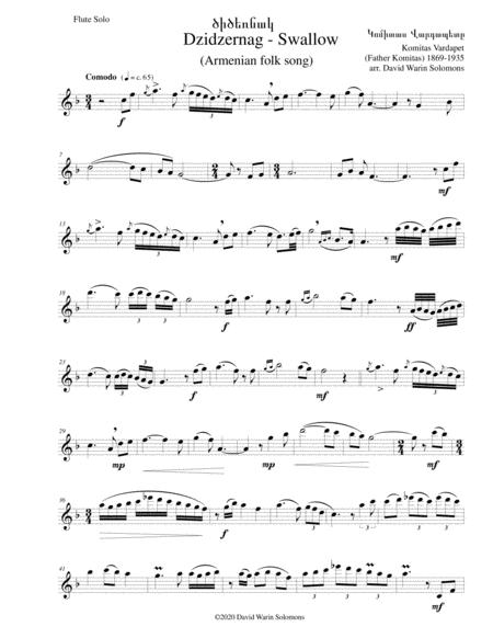 Dzidzernag Swallow Original Version For Flute Solo Sheet Music