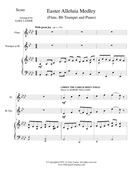 Easter Alleluia Medley Trio Flute Bb Trumpet Piano Score And Parts Sheet Music