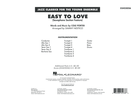 Free Sheet Music Easy To Love Arr Sammy Nestico Full Score
