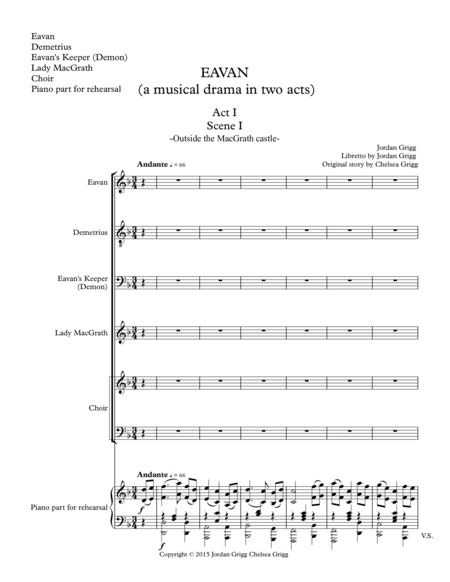 Free Sheet Music Eavan A Musical Drama In Two Acts Vocal Score