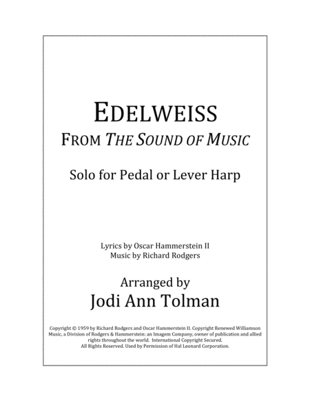 Edelweiss Harp Solo Sheet Music