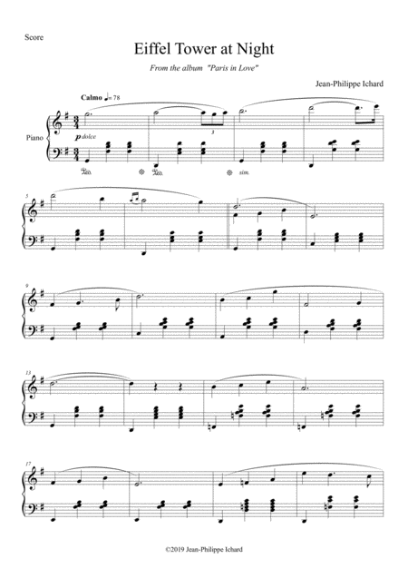 Eiffel Tower At Night Piano Solo Sheet Music