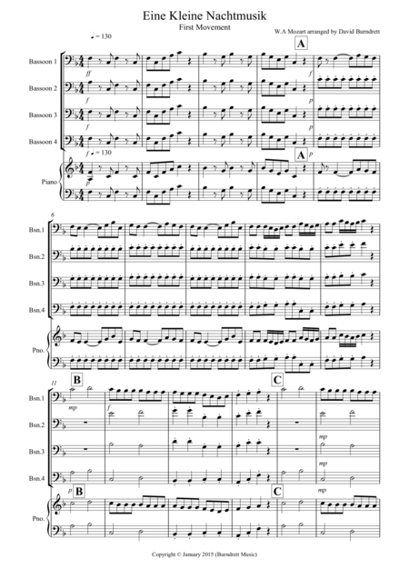 Eine Kleine 1st Movement For Bassoon Quartet Sheet Music