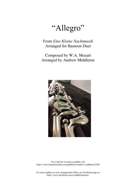 Free Sheet Music Eine Kleine Nachtmusik Arranged For Bassoon Duet