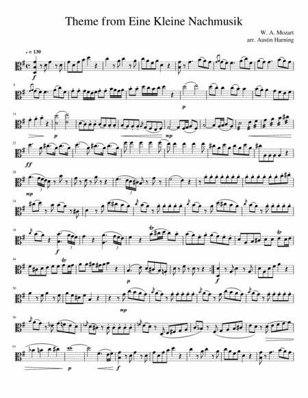 Free Sheet Music Eine Kleine Nachtmusik For Solo Viola