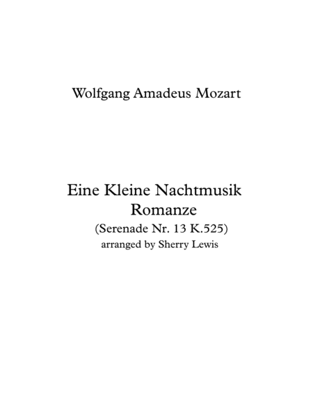 Eine Kleine Nachtmusik Romanze Andante String Quartet For String Quartet Sheet Music