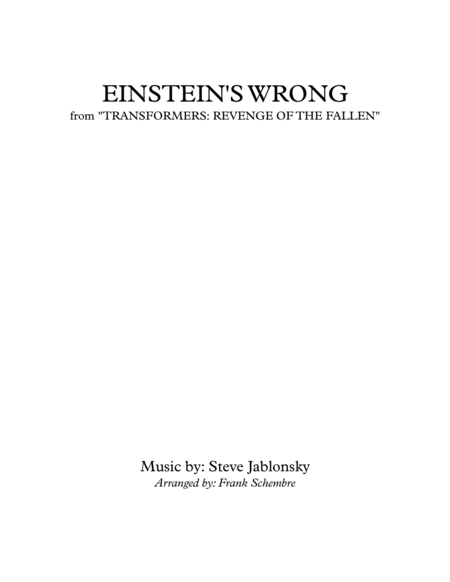 Free Sheet Music Einsteins Wrong From Transformers Revenge Of The Fallen