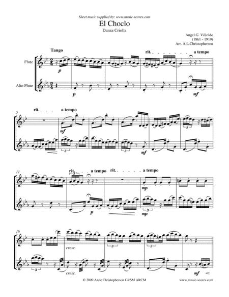 Free Sheet Music El Choclo Duo For Flute And Alto Flute