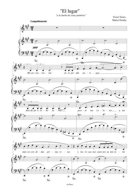 Free Sheet Music El Lugar