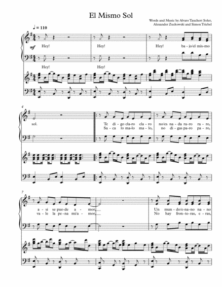 Free Sheet Music El Mismo Sol