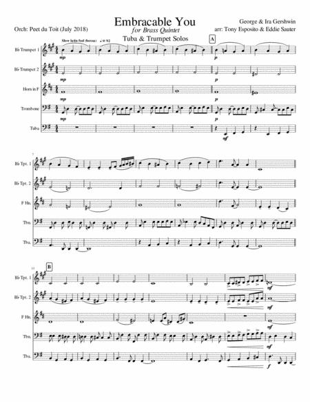 Embraceable You George Ira Gershwin Brass Quintet Sheet Music