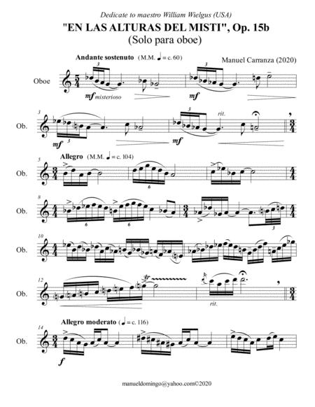 En Las Alturas Del Misti Op 15b Solo For Oboe Segunda Versin Sheet Music