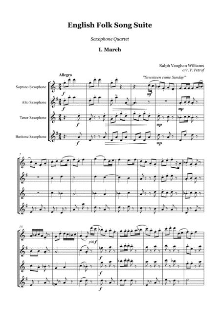 Free Sheet Music English Folk Song Suite Saxophone Quartet Score And Parts