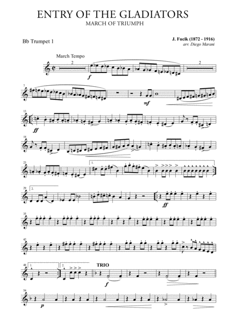 Entry Of The Gladiators For Brass Quartet Sheet Music