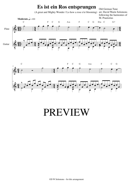 Free Sheet Music Es Ist Ein Ros Entsprungen For Flute And Guitar