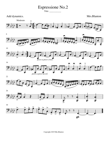 Free Sheet Music Espressione No 2 For Cello