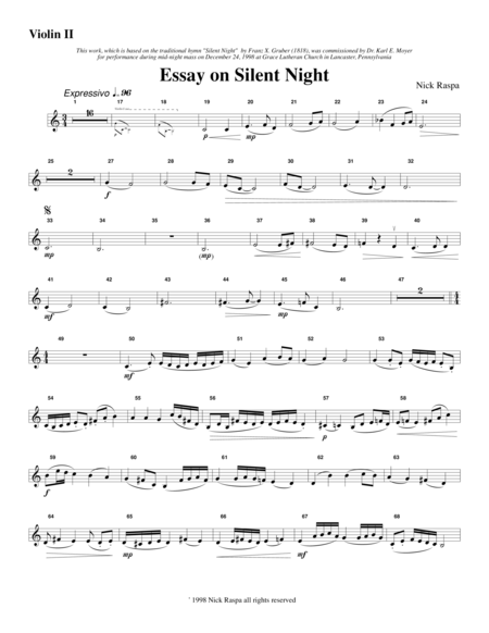 Essay On Silent Night Violin 2 Part Sheet Music