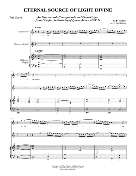 Free Sheet Music Eternal Source Of Light Divine For Trumpet Soprano Piano