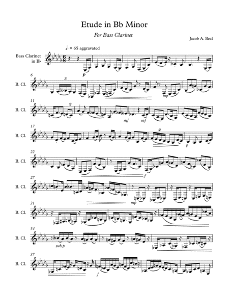 Free Sheet Music Etude For Bass Clarinet