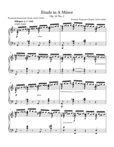 Etude In A Minor Opus 10 N0 2 Sheet Music