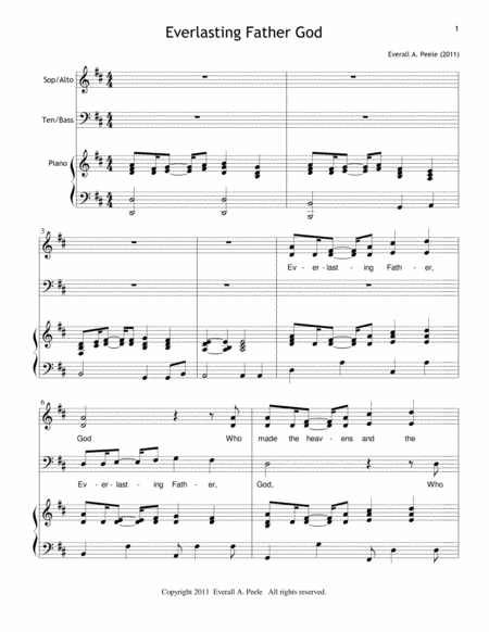 Free Sheet Music Everlasting Father God Includes Unlimited License To Copy