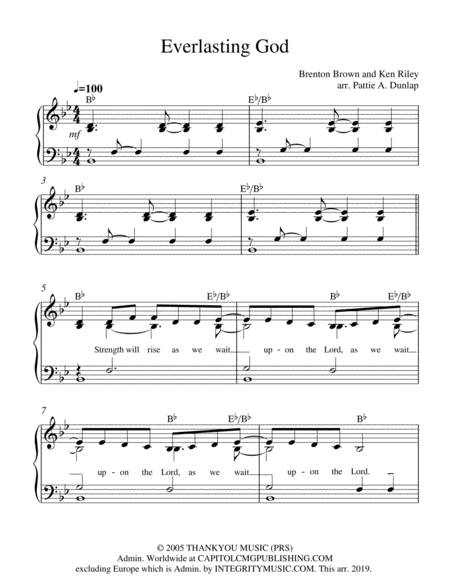 Everlasting God B Flat Sheet Music