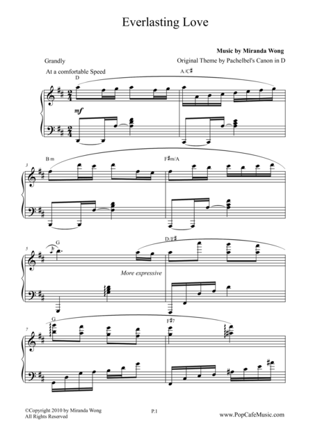 Free Sheet Music Everlasting Love Recessional Wedding Piano Music By Miranda Wong