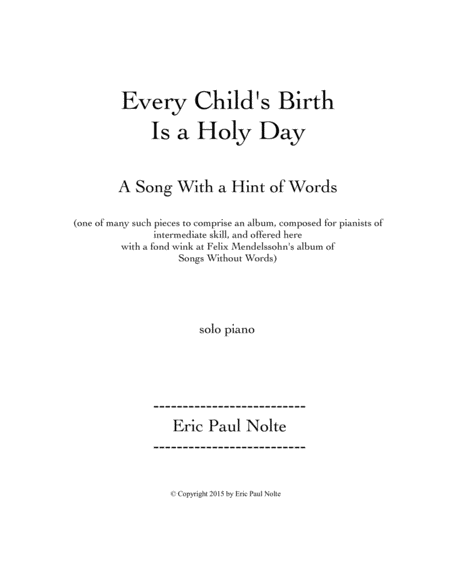 Free Sheet Music Every Childs Birth Is A Holy Day