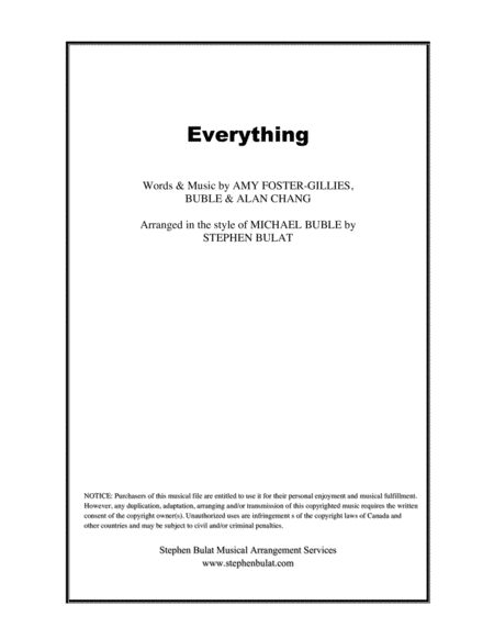 Free Sheet Music Everything Michael Buble Lead Sheet In Original Key Of D