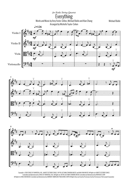 Free Sheet Music Everything String Quartet