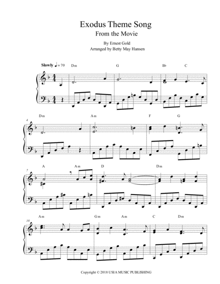 Exodus Main Title Sheet Music